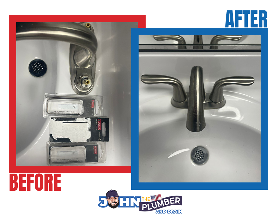 before and after bathroom faucet repair