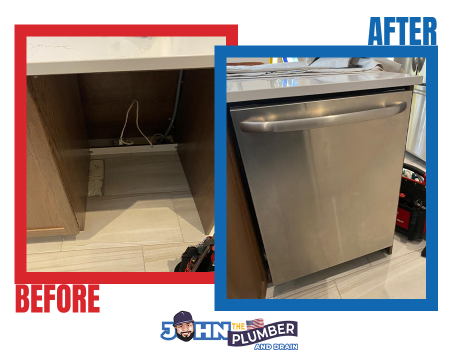 before and after dishwasher installation