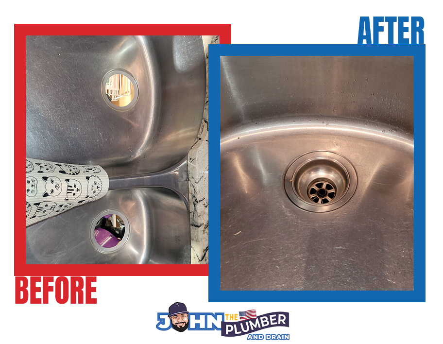 before and after sink drain installation